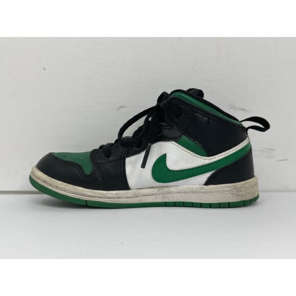 Nike Air Jordan 1 Mid SE GS Sneakers Youth Size 10C Green Black White - Picture 4 of 9